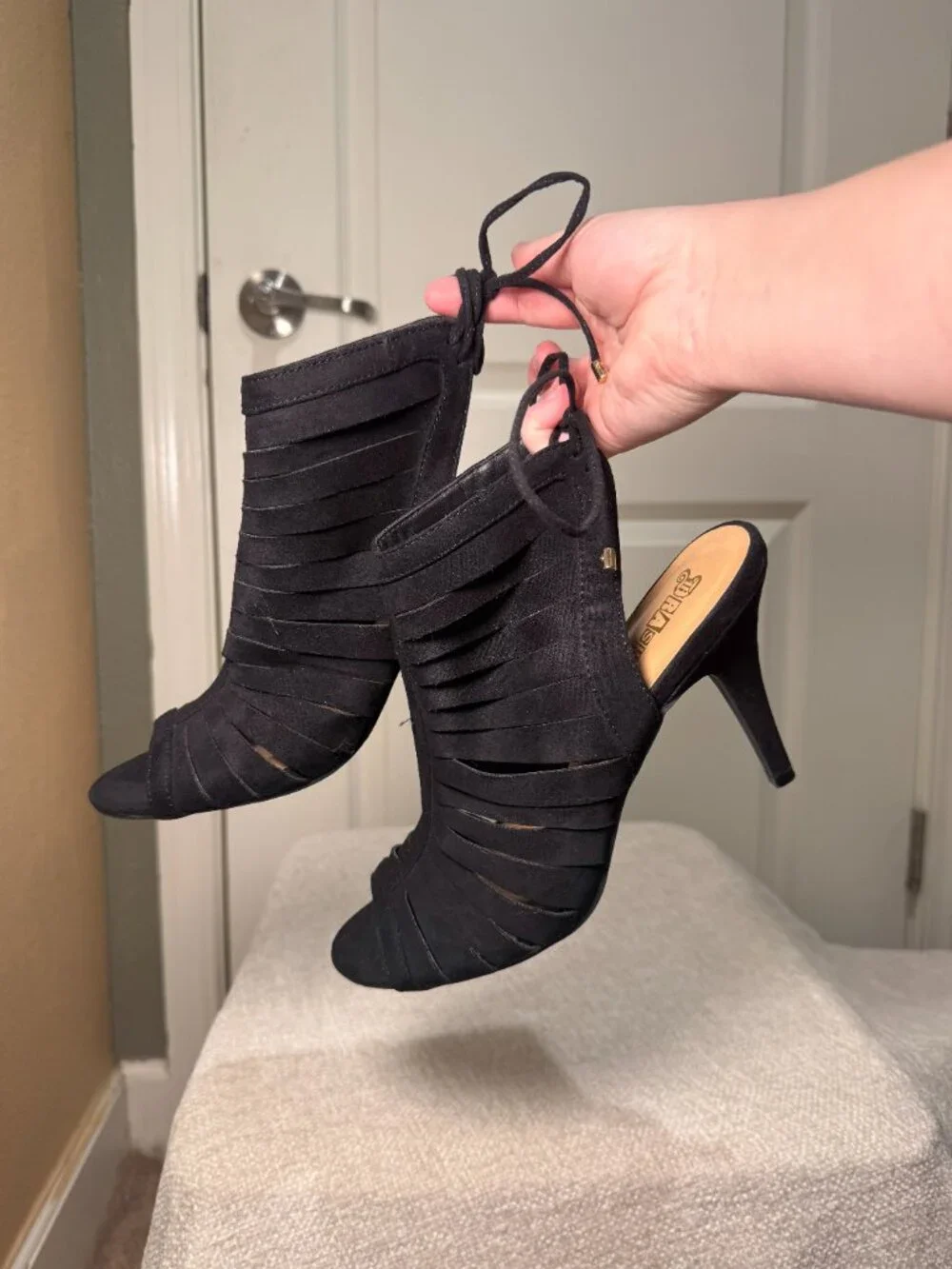 Bootie Stiletto Heels with Open Peep Toe (Women's 9)